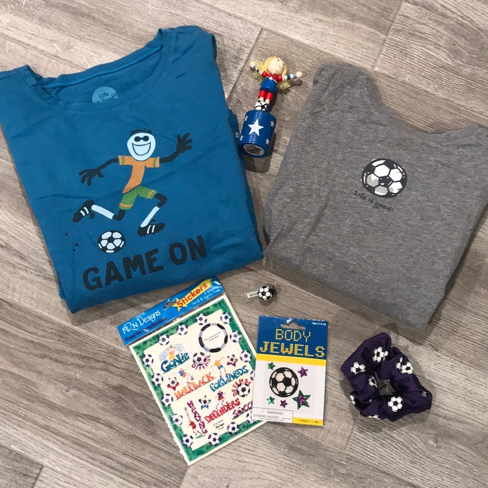 2 Life is Good Soccer Shirts